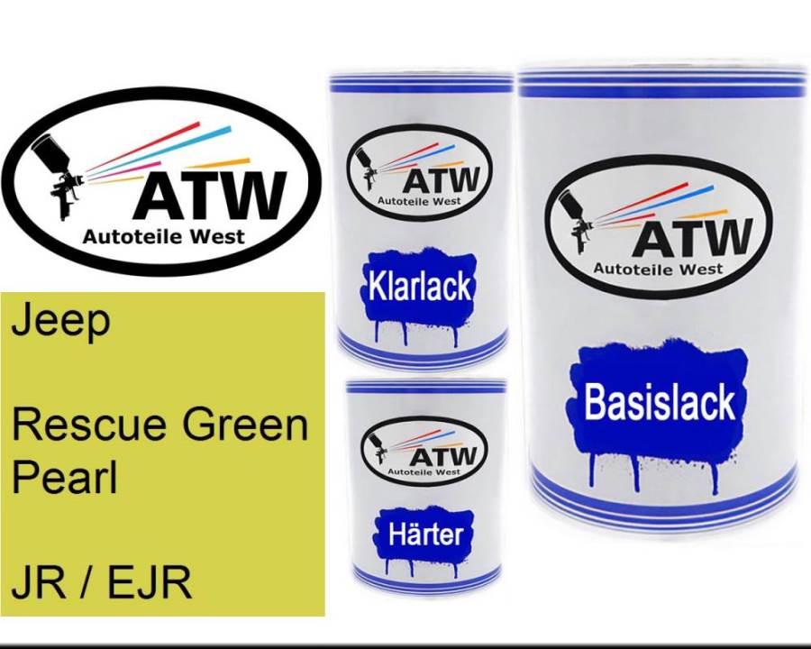 Jeep, Rescue Green Pearl, JR / EJR: 500ml Lackdose + 500ml Klarlack + 250ml Härter - Set, von ATW Autoteile West.